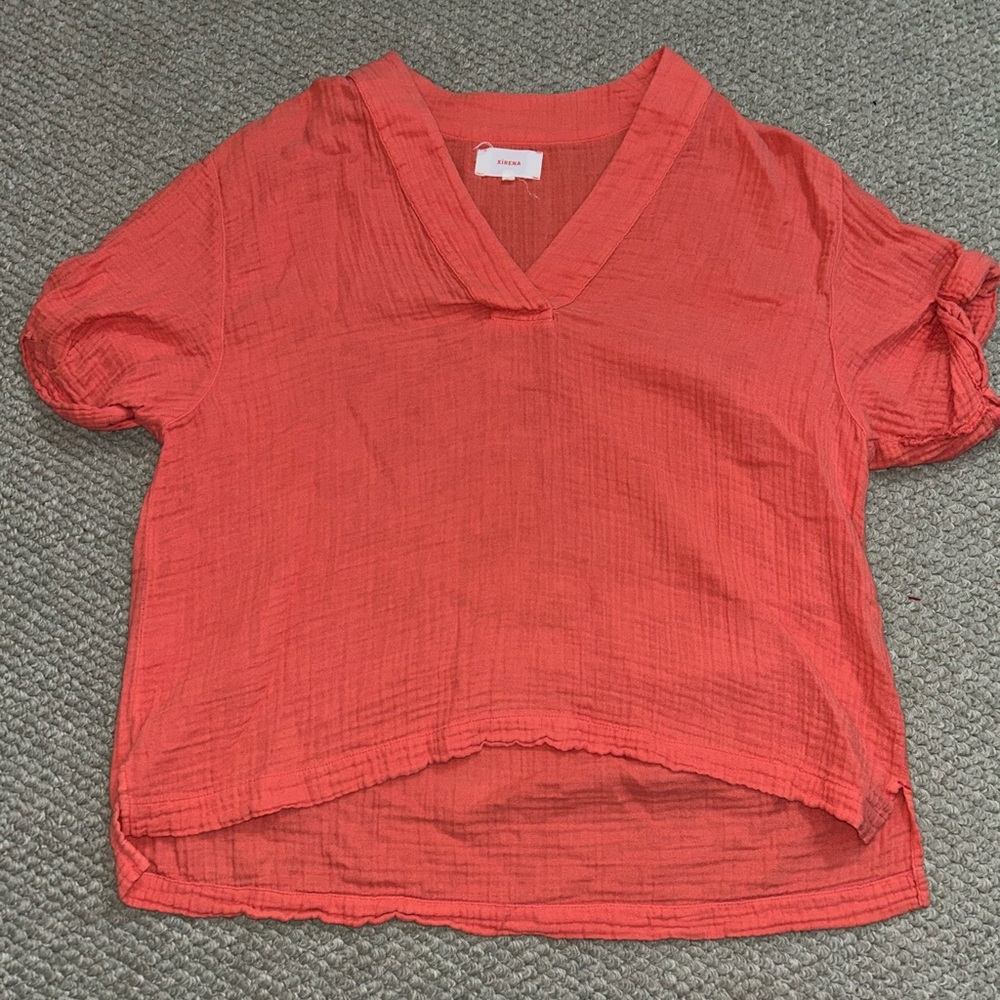 Xirena 100% cotton gauze orange top